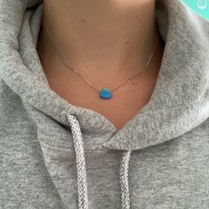 Real blue stone heart silver necklace from Israel